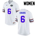 Women's Florida Gators #6 Brian Edwards NCAA Nike White Authentic Stitched College Football Jersey IAC0462MB